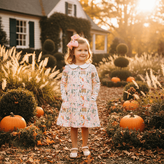 Heyward House Girls Long Sleeves Pocket Twirl Dress -Fall Countryside-Girls Dresses-Simply Blessed Children's Boutique