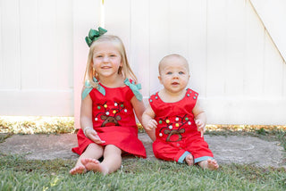 Red Pom-Pom Reindeer Overalls