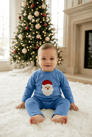 Sage and Lilly Blue Santa Sweater Romper-Infants-Simply Blessed Children's Boutique