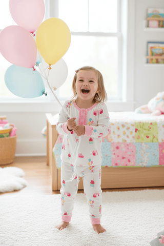 Mud Pie Pink Birthday Glow Pajamas-Girls Sleepwear-Simply Blessed Children's Boutique