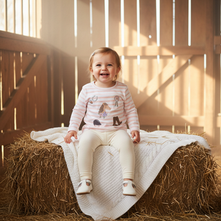 Angel Dear Pretty Equestrian Striped Long Sleeve Shirt-Girls Long Sleeve Shirts-Simply Blessed Children's Boutique