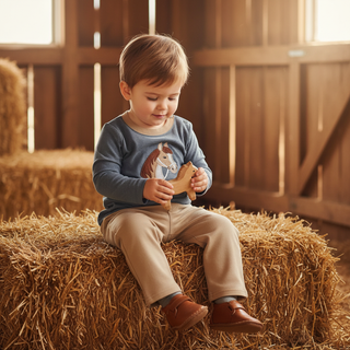 Millie Jay Long Sleeve Horse Applique Shirt with Khaki Pants-Boys Outfit Sets-Simply Blessed Children's Boutique