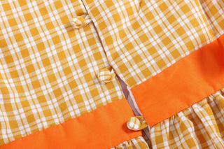 Orange Gingham Ruffle Pumpkin Bow Dress