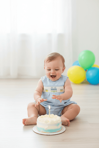 Blue Smocked Happy Birthday Infant Bubble-Infants-Simply Blessed Children's Boutique