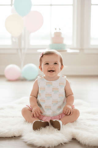 Birthday Celebration Bloomer Set – Birthday Cake Print Baby Girl Outfit by Trotter Street Kids-Girls Outfit Sets-Simply Blessed Children's Boutique