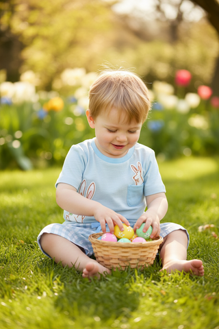 Mud Pie Boys Blue Bunny Short Set-Boys Outfit Sets-Simply Blessed Children's Boutique