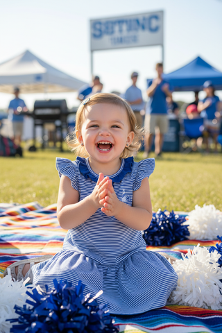 Blue Striped Game Day Dress – Itsy Bitsy-Girls Dresses-Simply Blessed Children's Boutique