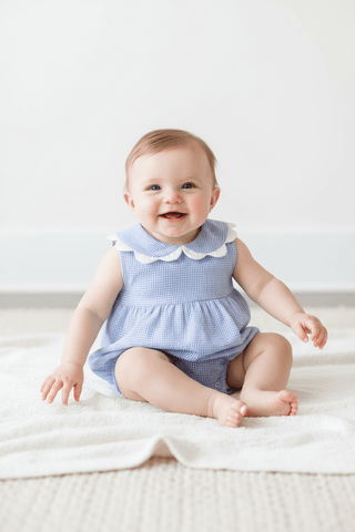Mud Pie Baby Girl’s Blue Gingham Scallop Bubble - Simply Blessed Children's Boutique