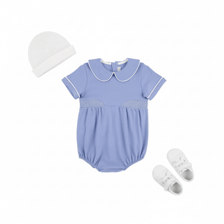 Brentley Bubble - Park City Periwinkle/Worth Avenue White-Boys One-Piece-Simply Blessed Children's Boutique