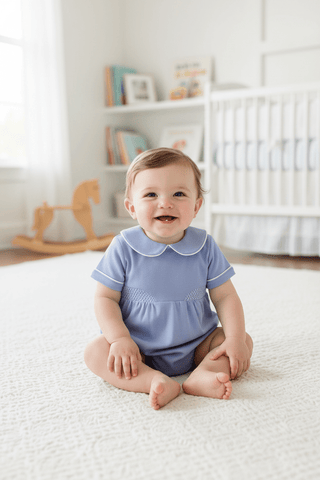 Brentley Bubble - Park City Periwinkle/Worth Avenue White-Boys One-Piece-Simply Blessed Children's Boutique