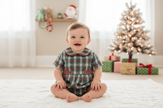 Brently Bubble Prestonwood Plaid With Richmond Red Smocking - TBBC-Boys One-Piece-Simply Blessed Children's Boutique