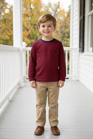 Long Sleeve Carter Crewneck - Richmond Red/Nantucket Navy Stripe/Nantucket Navy by The Beaufort Bonnet Company-Boys Long Sleeve Shirts-Simply Blessed Children's Boutique