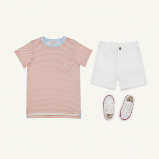 Carter Crewneck - Seashore Sherbet and Buckhead Blue Stripe/Multicolor by The Beaufort Bonnet Company-Boys Short Sleeve Shirts-Simply Blessed Children's Boutique
