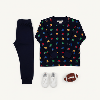 Cassidy Comfy Boys Crewneck (French Terry) - Hut!/Nantucket Navy by The Beaufort Bonnet Company-Boys Sweatshirt/Pullover-Simply Blessed Children's Boutique