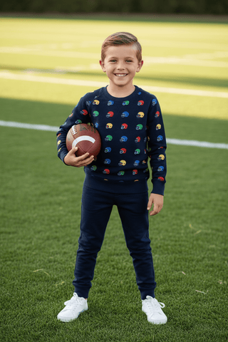 Cassidy Comfy Boys Crewneck (French Terry) - Hut!/Nantucket Navy by The Beaufort Bonnet Company-Boys Sweatshirt/Pullover-Simply Blessed Children's Boutique