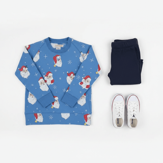 Cassidy Comfy Crewneck – Dear Santa/Barbados Blue by The Beaufort Bonnet Company-Misc.-Simply Blessed Children's Boutique