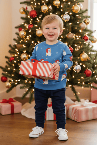 Cassidy Comfy Crewneck – Dear Santa/Barbados Blue by The Beaufort Bonnet Company-Misc.-Simply Blessed Children's Boutique