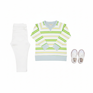 Cassidy Comfy Crewneck (Unisex) Seacrest Stripes With Buckhead Blue - TBBC-Misc.-Simply Blessed Children's Boutique