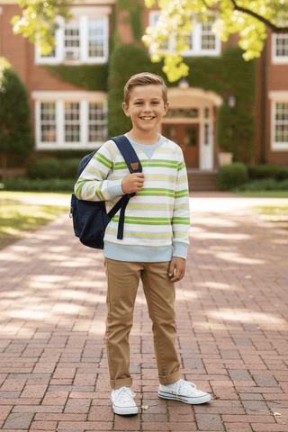 Cassidy Comfy Crewneck (Unisex) Seacrest Stripes With Buckhead Blue - TBBC-Misc.-Simply Blessed Children's Boutique