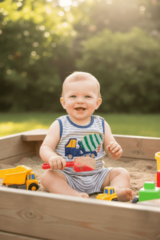 Cement Truck Romper-Infants-Simply Blessed Children's Boutique