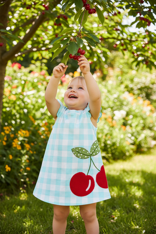 Mud Pie Cherry Flutter Sleeve Dress-Girls Dresses-Simply Blessed Children's Boutique