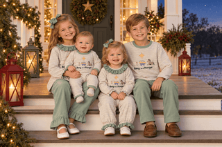 Three Sisters Baby Girl Away in a Manger Christmas Romper - Simply Blessed Children's Boutique