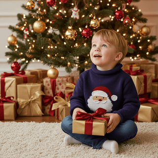 Mud Pie Boys Navy Santa Rollneck Sweater-Boys Sweatshirt/Pullover-Simply Blessed Children's Boutique