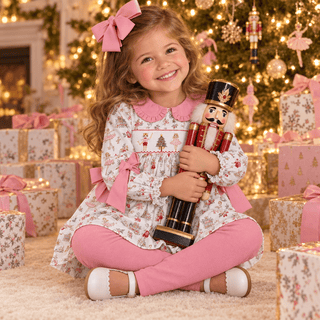 Three Sisters Girls Smocked Nutcracker Christmas Tunic and Legging Set - Simply Blessed Children's Boutique