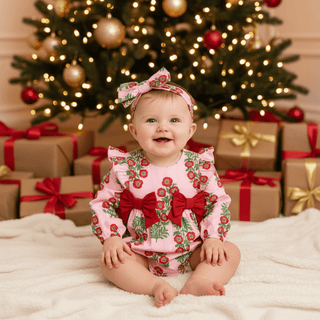 Mud Pie Christmas Block-Print Bubble & Headband Set-Infants-Simply Blessed Children's Boutique