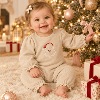 Three Sisters Baby Girls Believe Christmas Romper - Simply Blessed Children's Boutique