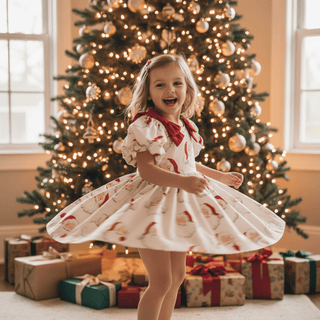 Mud Pie Toddler Christmas Santa Bow Dress-Dresses-Simply Blessed Children's Boutique