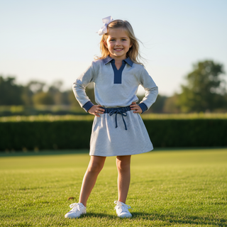 Millie Jay Girls Long Sleeve Navy Stripe Top and Skort Set-Girls Outfit Sets-Simply Blessed Children's Boutique