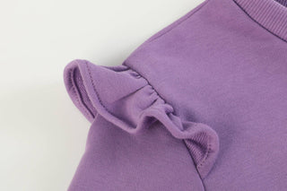 Purple Ruffle Sweatshirt with Jogger Pant Set