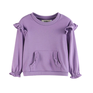 Purple Ruffle Sweatshirt with Jogger Pant Set