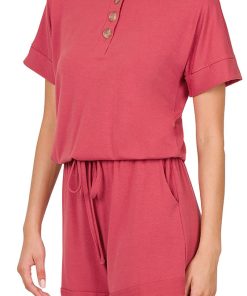 Ladies Rose Romper with Pockets