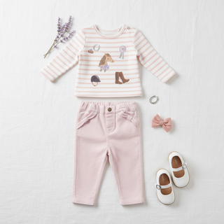 Angel Dear Veiled Pink Corduroy Pants with Bow Pocket-Girls Leggings/Bottoms-Simply Blessed Children's Boutique