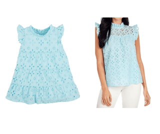 Mom & Me Blue Bianca Eyelet Dress or Tank