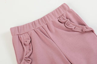 Blush Rose Ruffle Sweatshirt with Jogger Pant Set