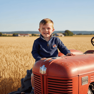 Mud Pie Navy Tractor Quarter-Zip Sweatshirt-Boys Sweatshirt/Pullover-Simply Blessed Children's Boutique