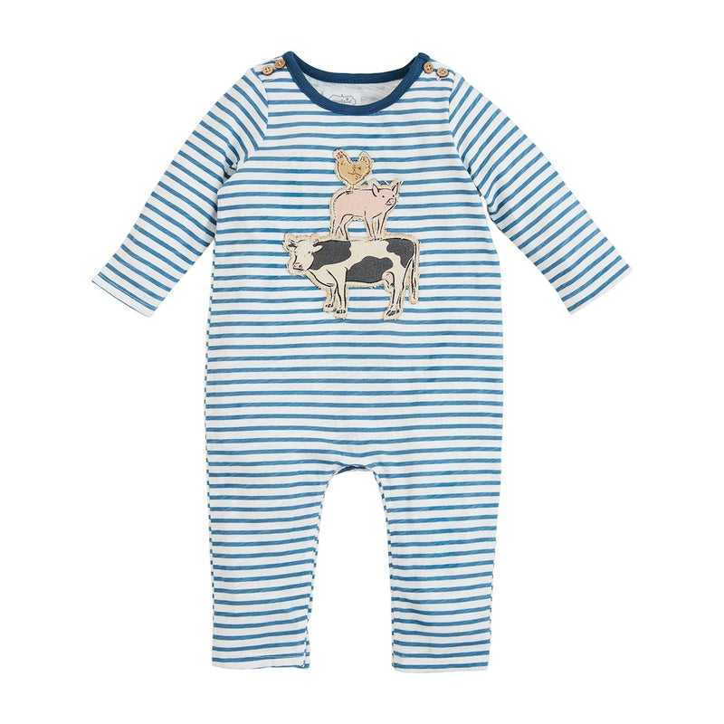 Farm Friends Striped One-Piece Outfit