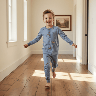 Mud Pie Blue Western Horseshoe Print Pajamas-Boys Sleepwear-Simply Blessed Children's Boutique