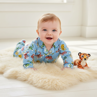 Magnetic Me Baby Boys Tiger Kings Right Fit Pant Romper Pajama With Piping-Infants-Simply Blessed Children's Boutique