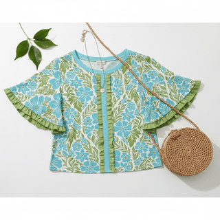 Floral Printed Ruffle Decorative Top-Women's Tops-Simply Blessed Children's Boutique