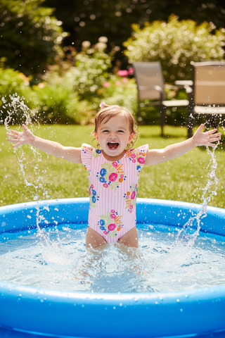 Mud Pie Floral Stripe One-Piece Swimsuit-Girls Swimwear-Simply Blessed Children's Boutique