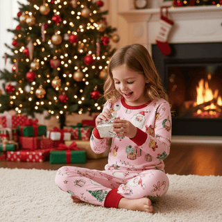 Mud Pie Girl's Pink Christmas Pajama Set-Girls Sleepwear-Simply Blessed Children's Boutique