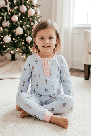 Sage and Lilly Girls Nutcracker Ruffle Top Pajama Set-Girls Sleepwear-Simply Blessed Children's Boutique