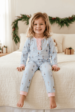 Sage and Lilly Girls Nutcracker Ruffle Top Pajama Set-Girls Sleepwear-Simply Blessed Children's Boutique