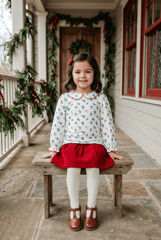 True Girls Christmas Cheer Top with Peter Pan Collar-Girls Long Sleeve Shirts-Simply Blessed Children's Boutique