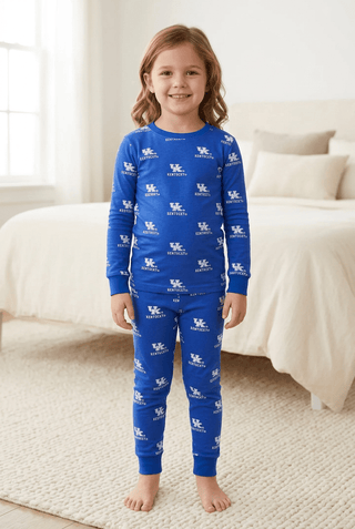 Wes and Willy Kids Blue UK Wildcat Print Pajama Set-Boys Sleepwear-Simply Blessed Children's Boutique