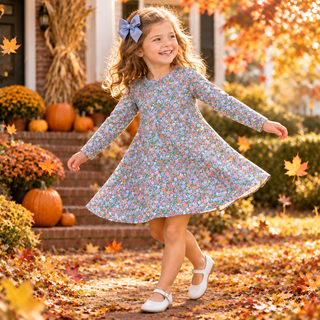 Long Sleeve Polly Play Dress - Mountain Brook Mini Floral (Parrot Cay Coral) by The Beaufort Bonnet Company-Girls Dresses-Simply Blessed Children's Boutique